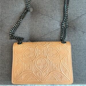 Brighton Ferrara pouch/Tan Embossed Crossbody/ shoulder Bag